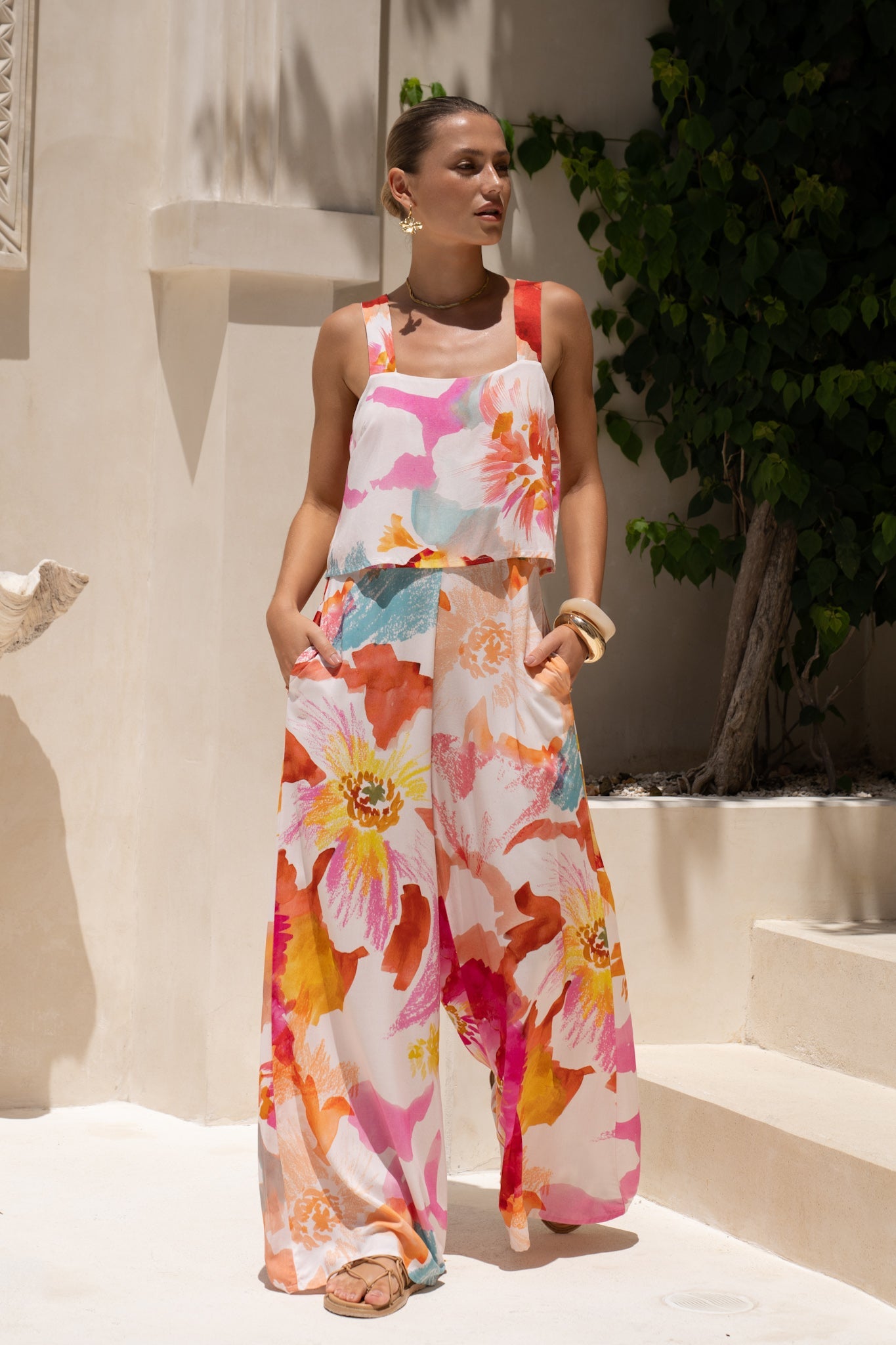 HEYCHIC Genevieve Floral Jumpsuit (Pink)