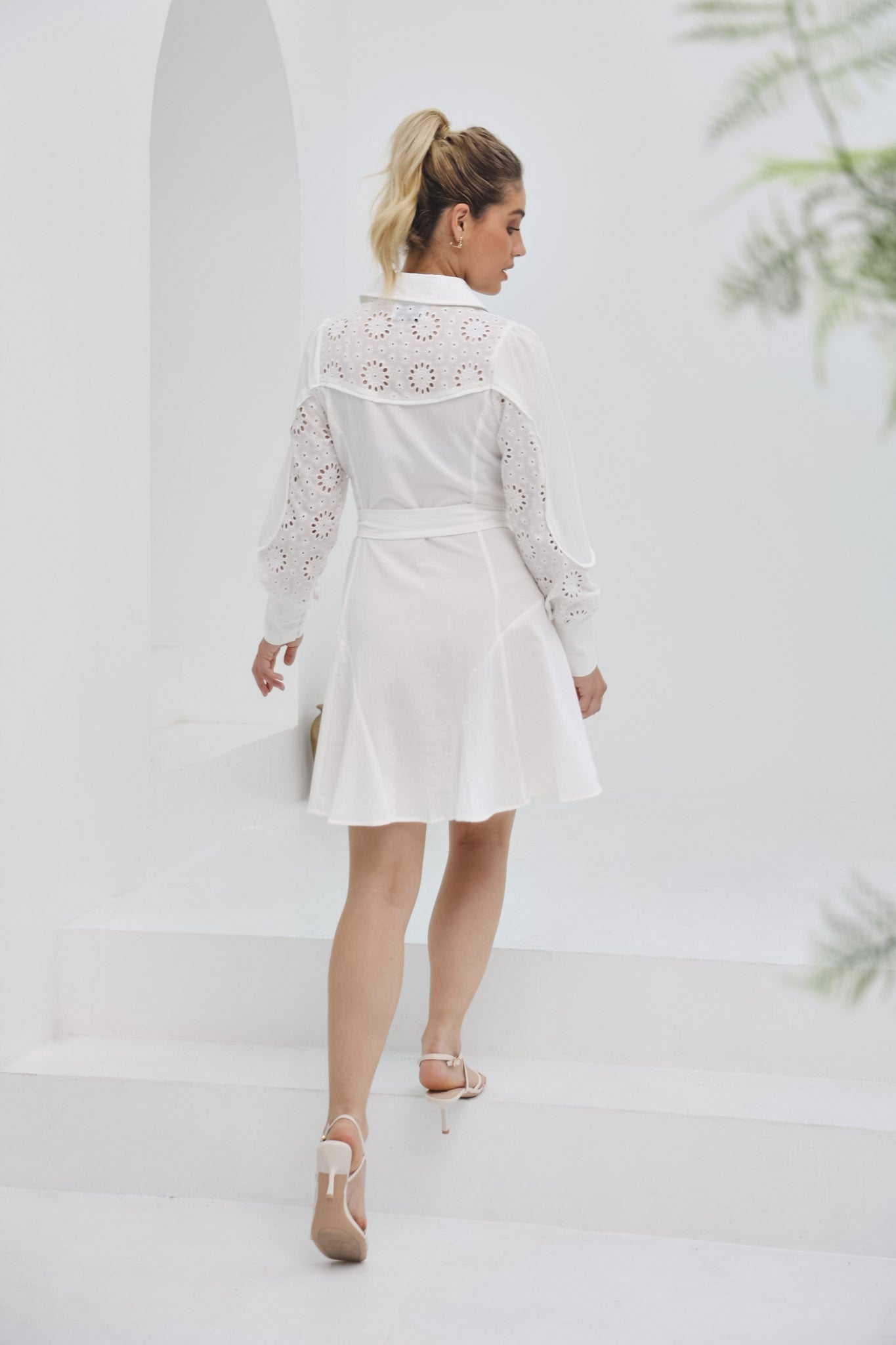 Heychic Claudette Eyelet Broderie Mini Dress (White)