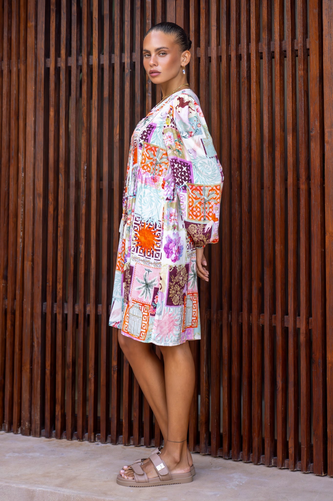 Heychic Sirocca Multicolour Patchwork Mini Dress (Multi)