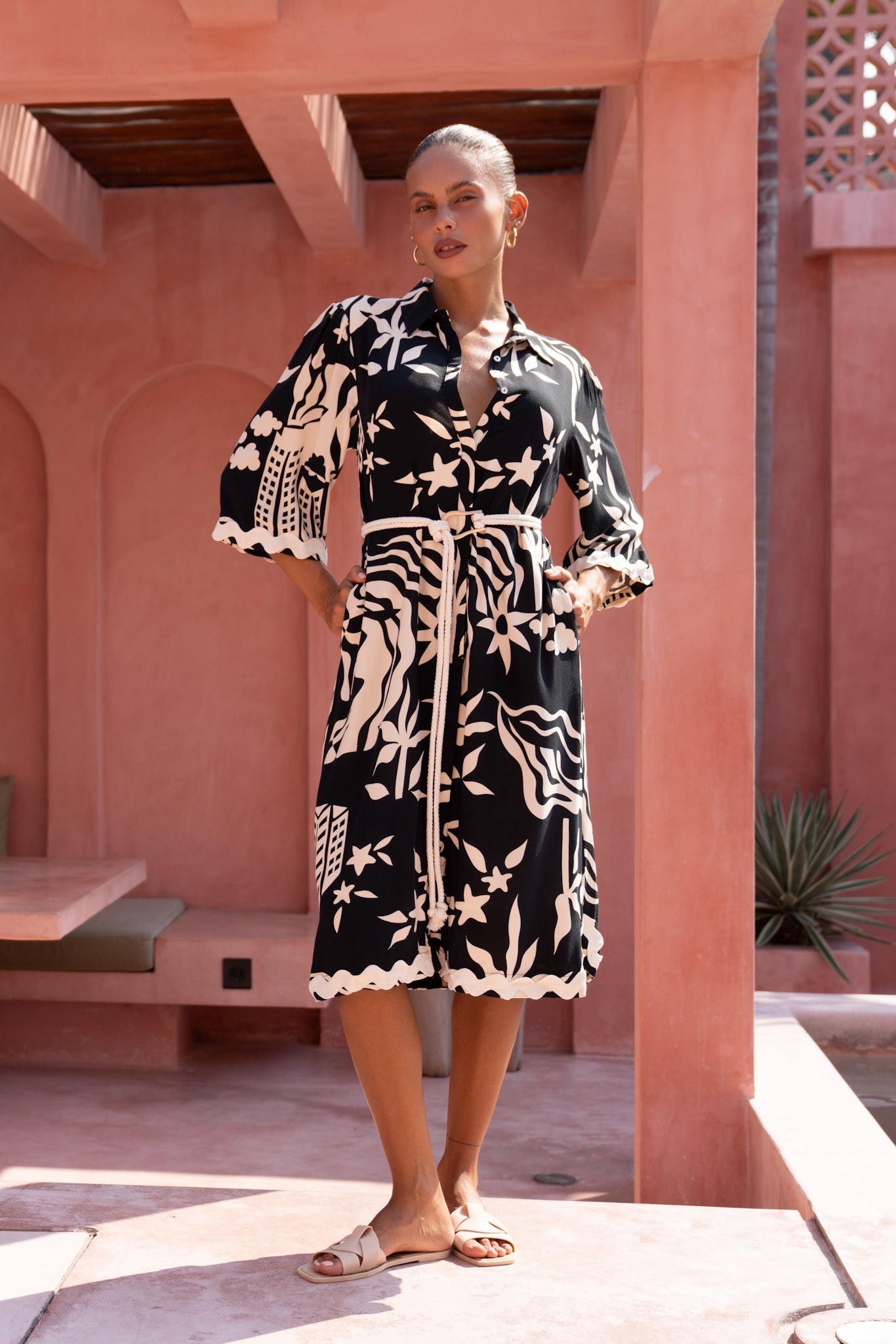 Image of Dresses. Productname: Heychic Cali Black Abstract Ric Rac Midi Dress in Black colour by brand - Heychic