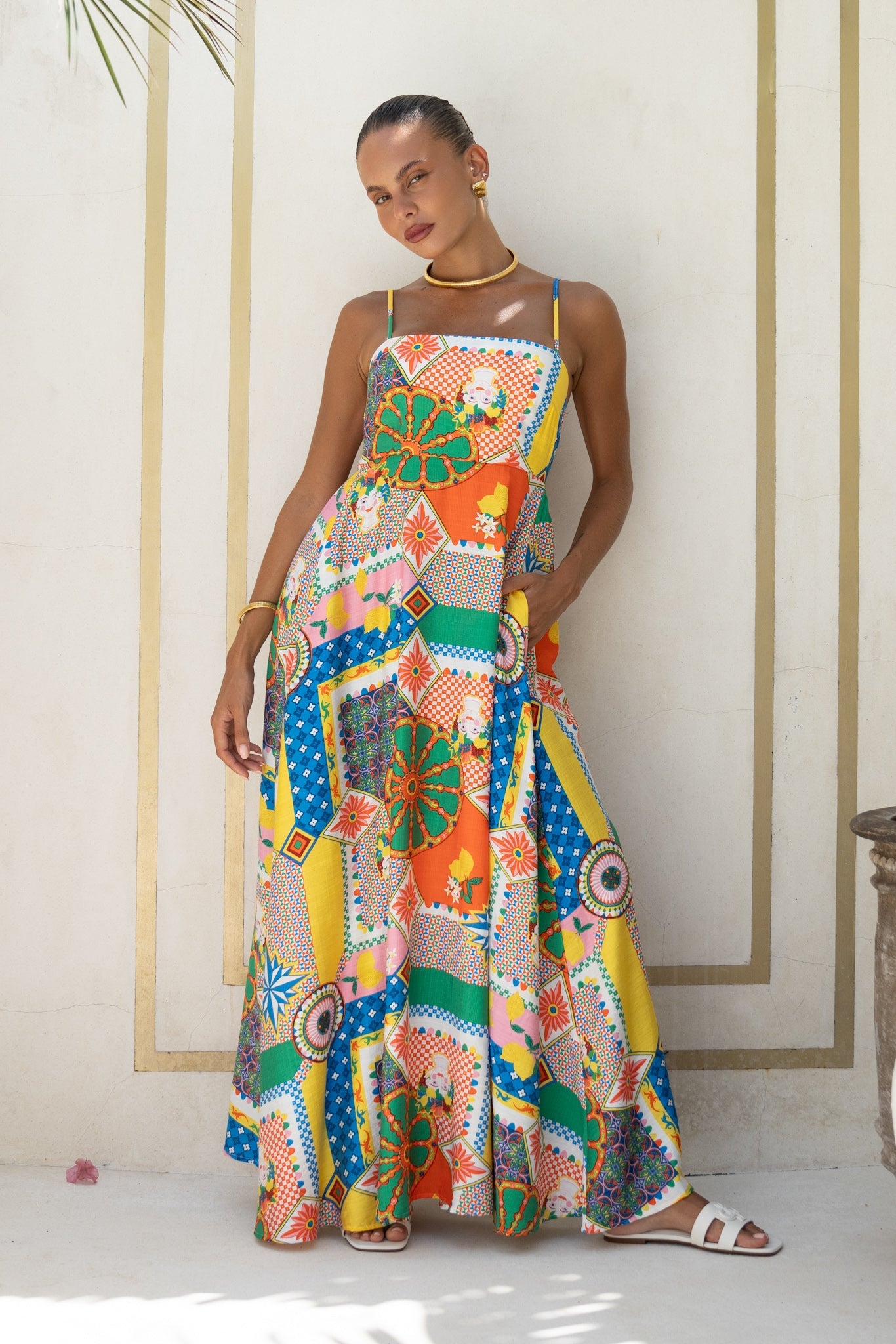 Image of Dresses. Productname: Heychic Allegra Multicolour Patchwork Maxi Dress in Multi colour by brand - Heychic