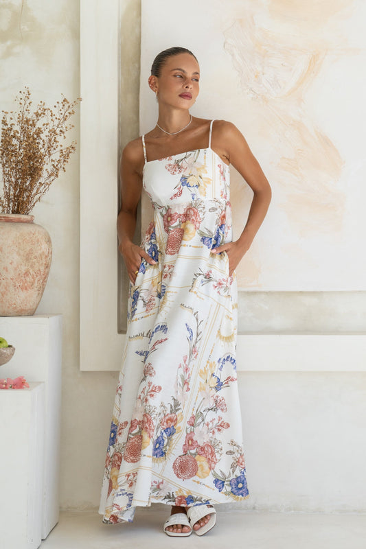 Image of Dresses. Productname: Heychic Melina Floral Flared Maxi Dress in Multicolour colour by brand - Heychic