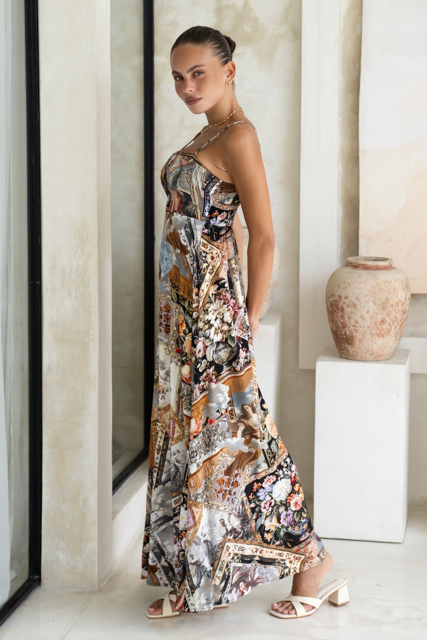 Heychic Alessia Abstract Flared Maxi Dress (Black)