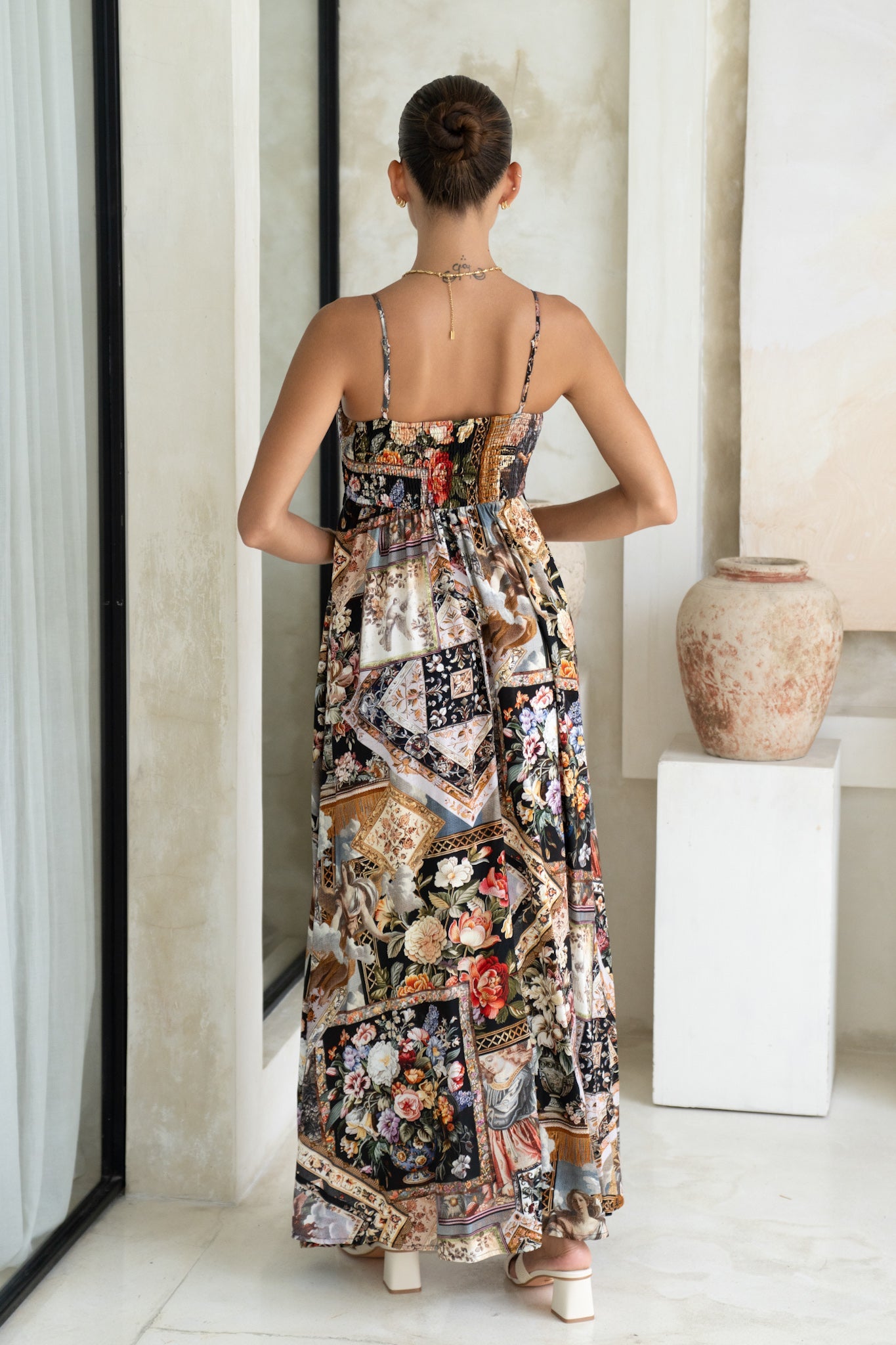 Heychic Alessia Abstract Flared Maxi Dress (Black)