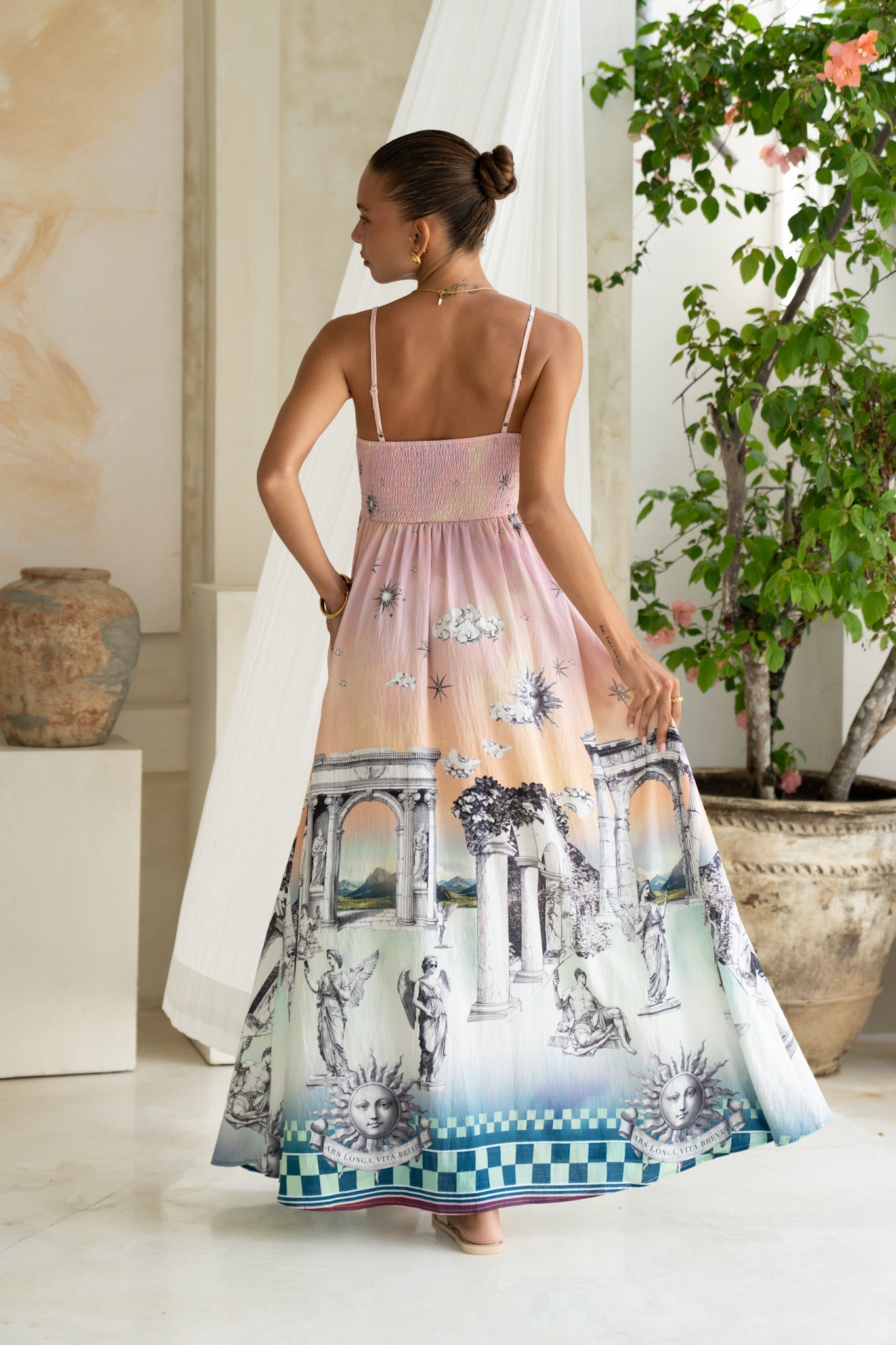 Heychic Valora Abstract Flared Maxi Dress (Pink)