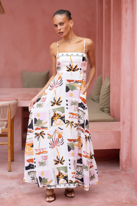 Image of Dresses. Productname: Heychic Aeliana Multicolour Tropical Flared Maxi Dress in Multi colour by brand - Heychic