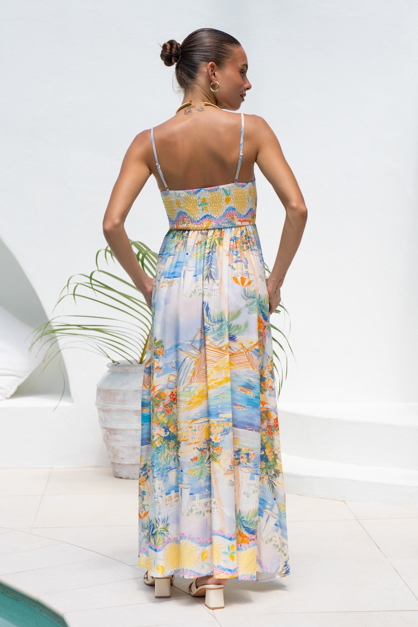 Heychic Solmar Multicolour Abstract Flared Maxi Dress (Multi)