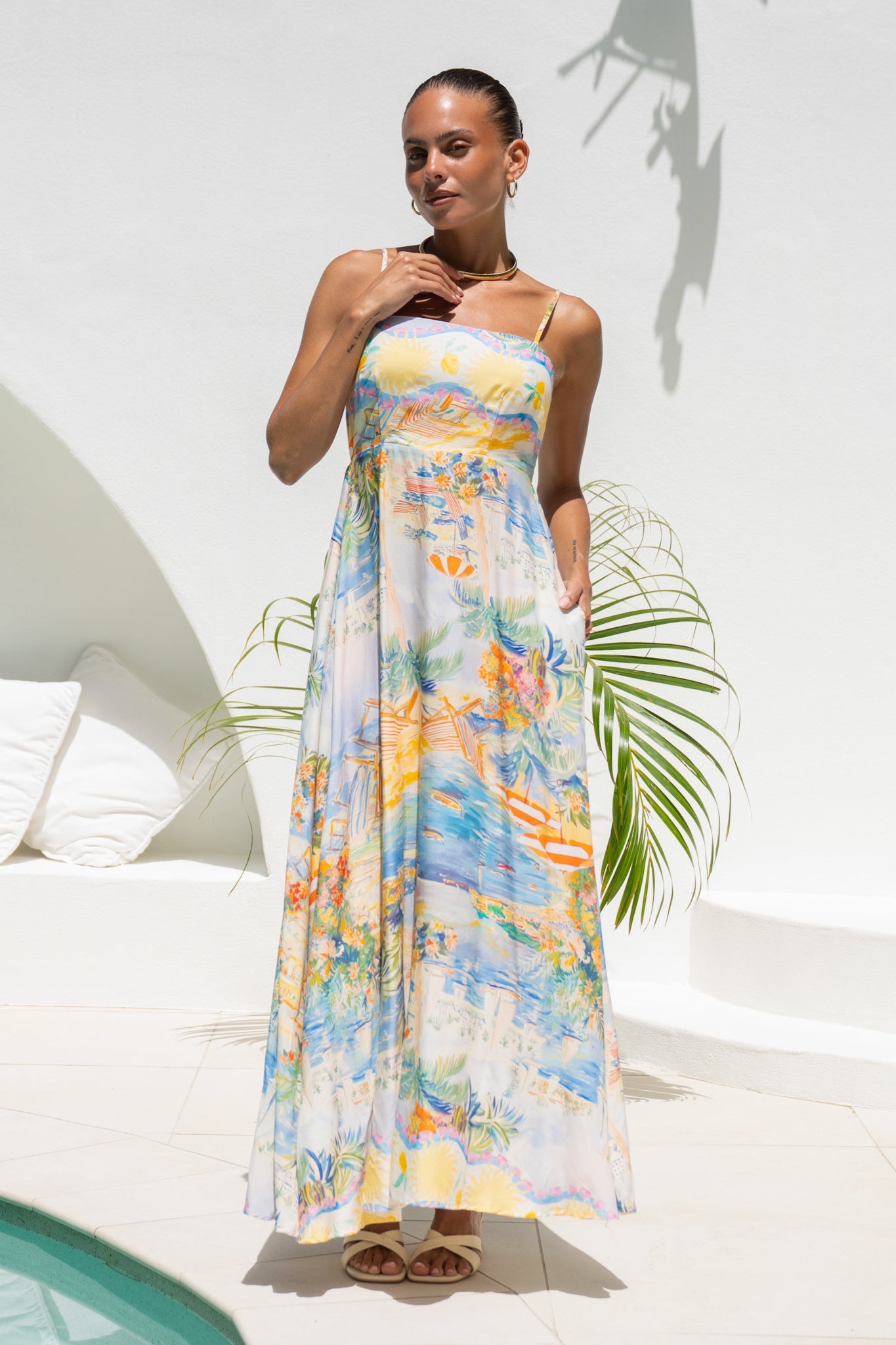 Image of Dresses. Productname: Heychic Solmar Multicolour Abstract Flared Maxi Dress in Multi colour by brand - Heychic