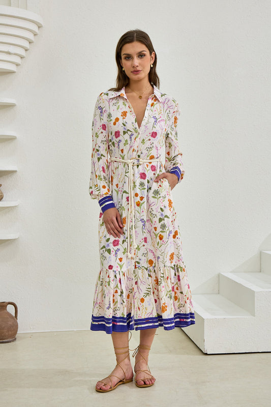 Image of Dresses. Productname: Heychic Lyvanne Floral Belted Midi Dress in Multicolour colour by brand - Heychic