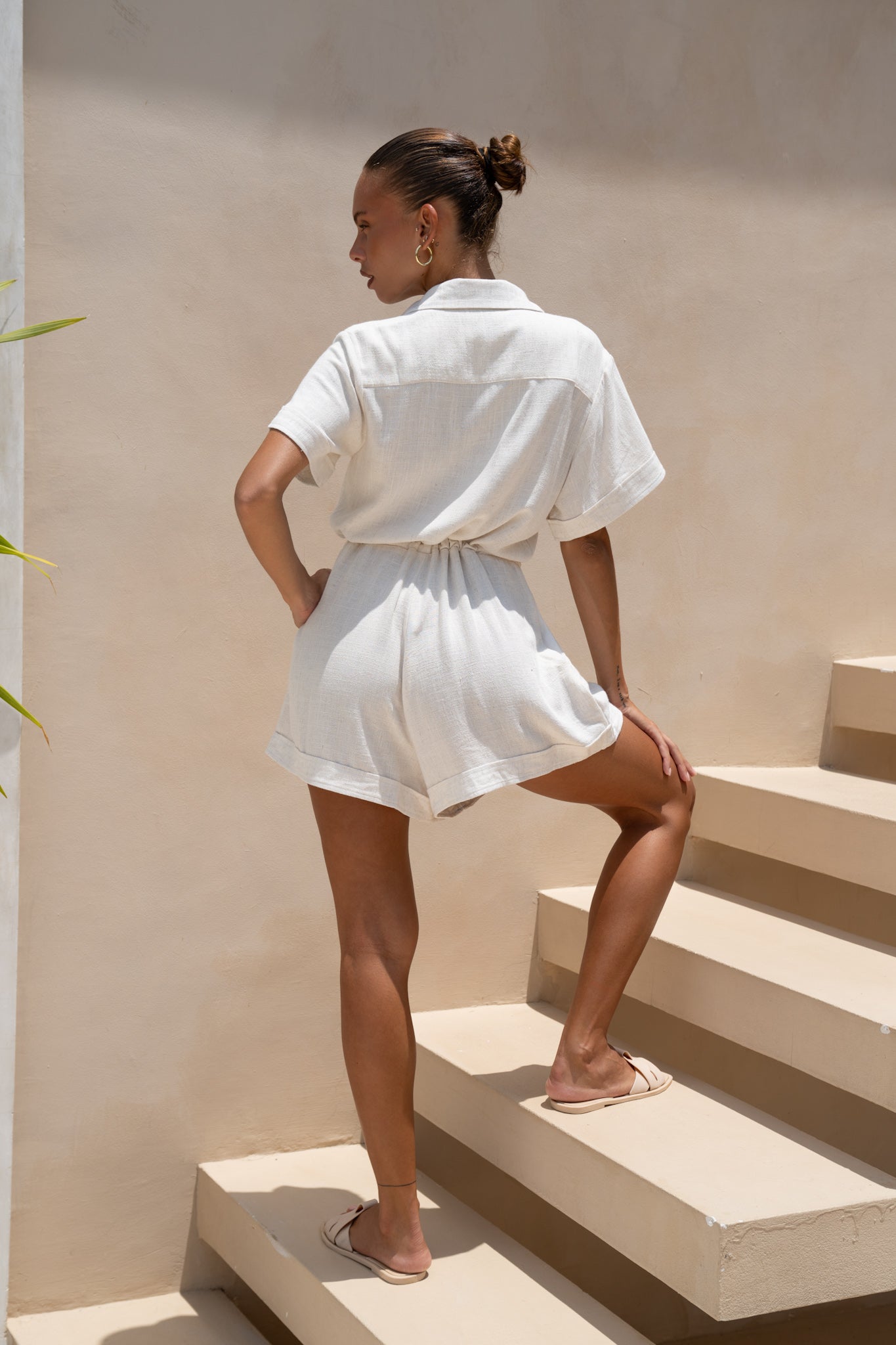 Heychic Ines Collared Playsuit (Beige)