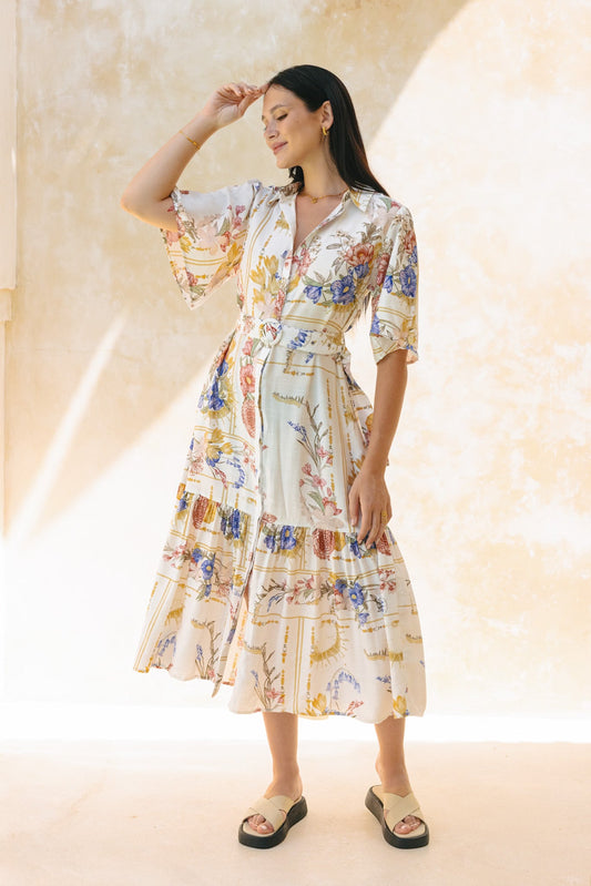 Image of Dresses. Productname: Heychic Melina Floral Belted Midi Dress in Multicolour colour by brand - Heychic