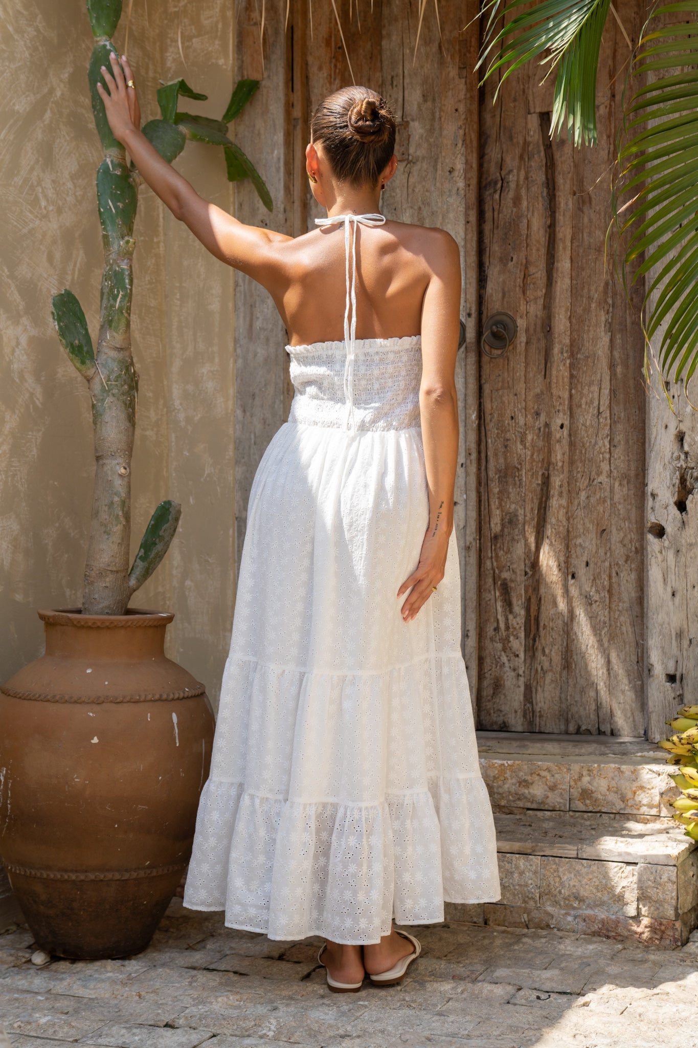 Heychic Serena Eyelet Maxi Dress (White)