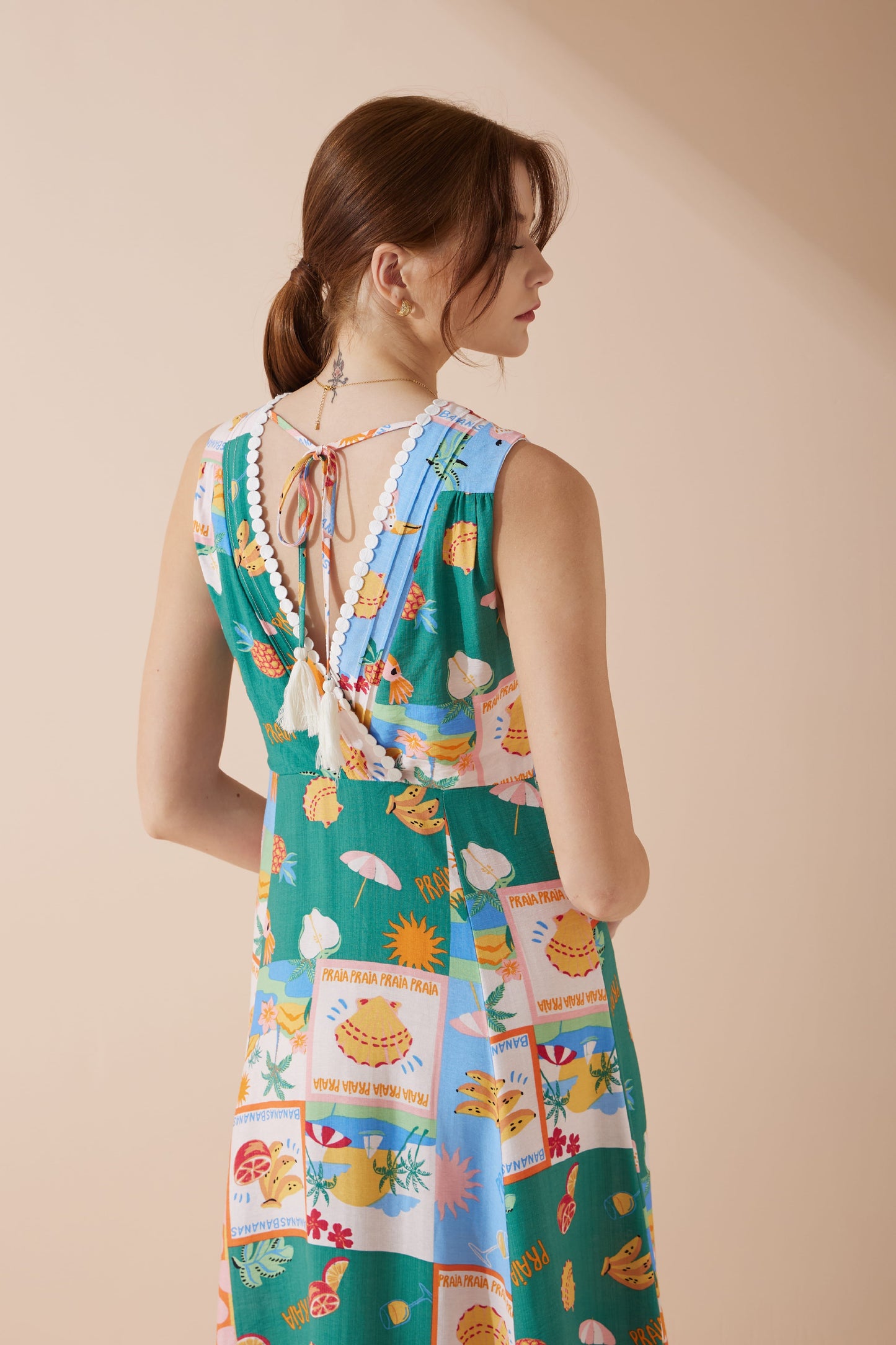 HEYCHIC Praia Multicolour Tropical V-Neck Maxi Dress (Multi)