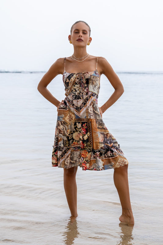 Image of Dresses. Productname: Alessia Black Abstract Ruched Mini Dress in Black colour by brand - Heychic