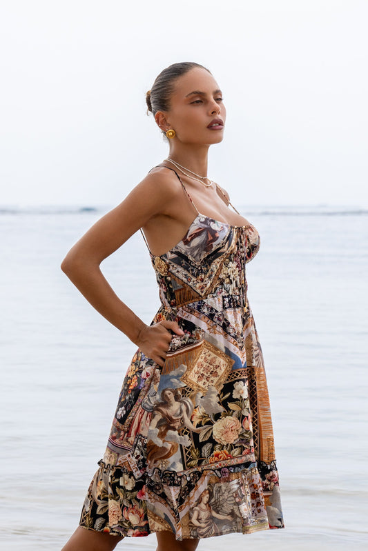 Heychic Alessia Abstract Ruched Mini Dress (Black)