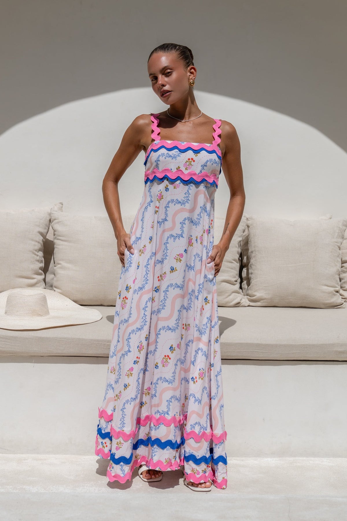 Heychic Florette Multicolour Ric Rac Maxi Dress (Floral)