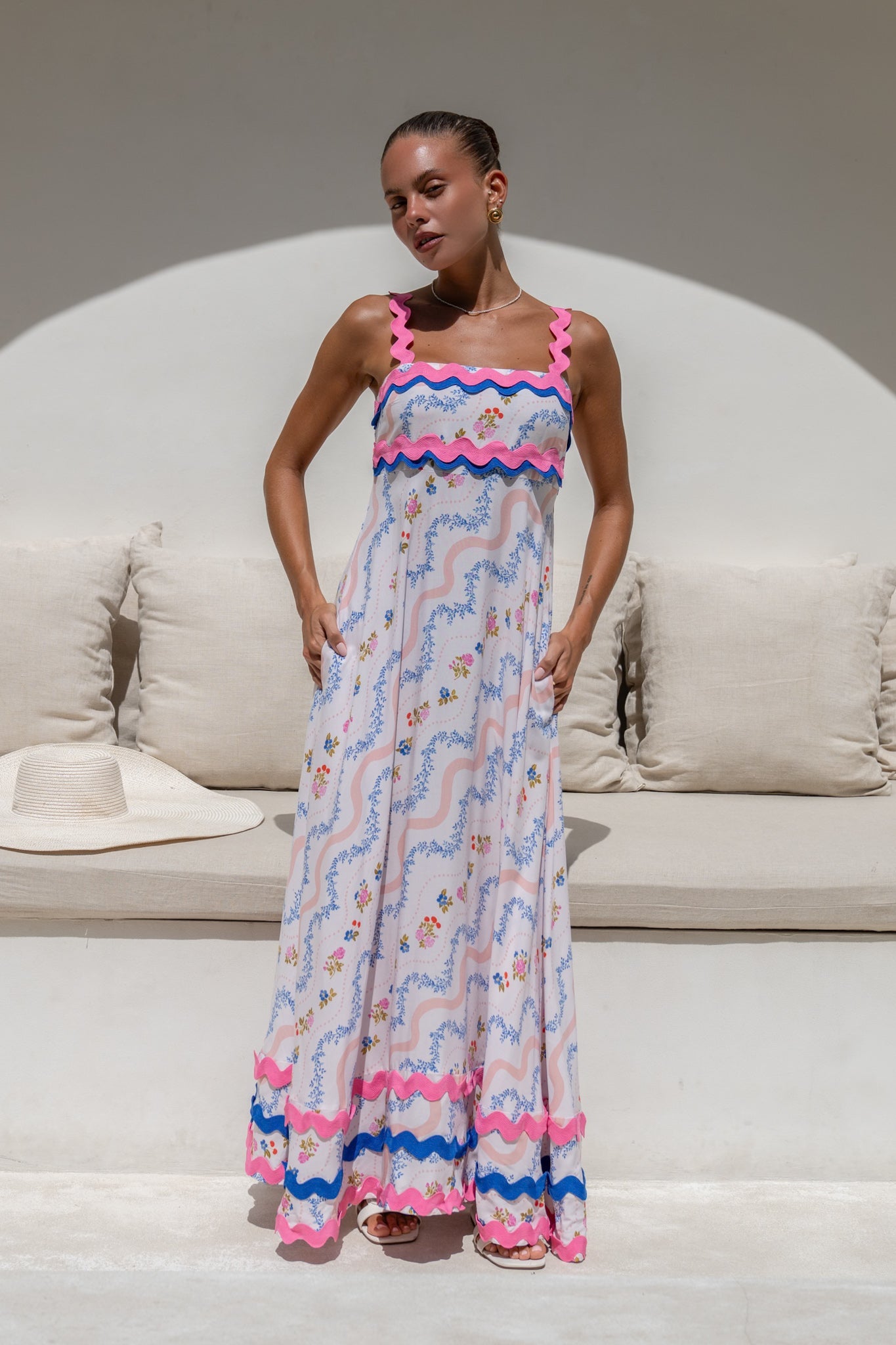 Heychic Florette Multicolour Ric Rac Maxi Dress (Floral)