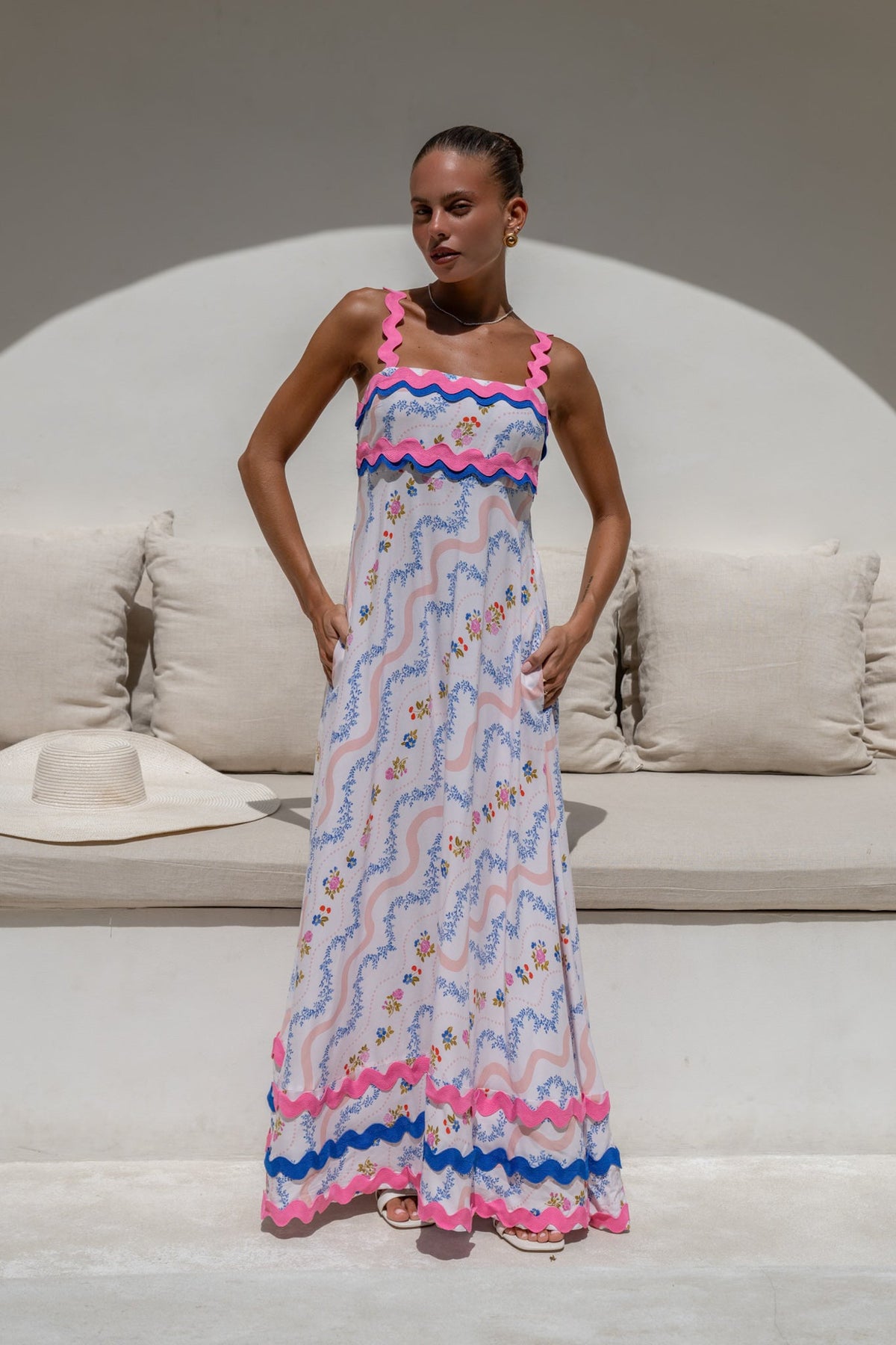 Heychic Florette Multicolour Ric Rac Maxi Dress (Floral)