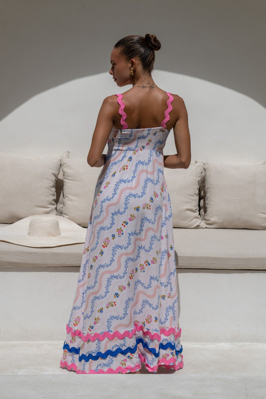 Heychic Florette Multicolour Ric Rac Maxi Dress (Floral)