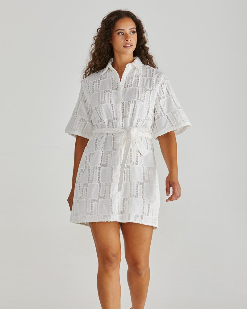 Sass Clothing Dillon Shirt Dress (White)