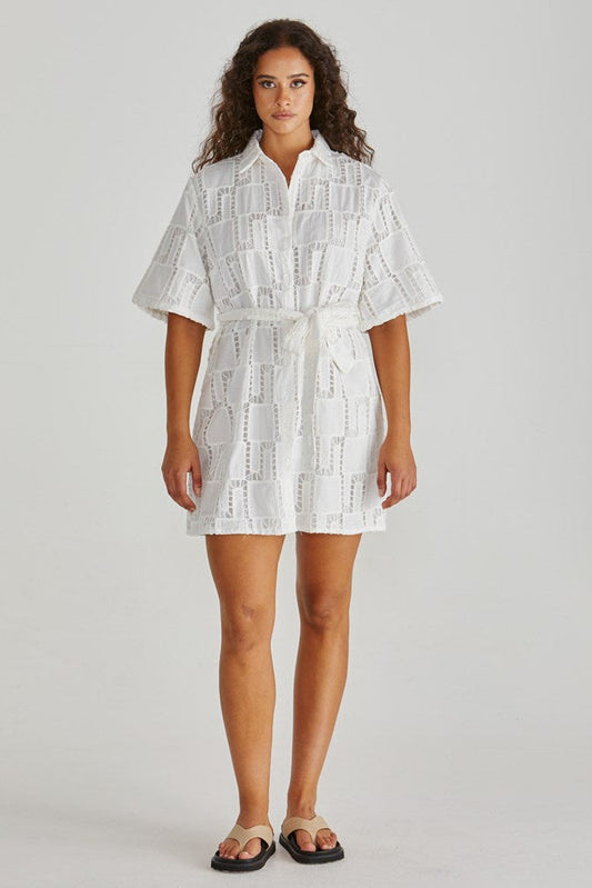 Image of Dresses. Product name - Dillon Shirt Dress White in White colour by brand - Sass Clothing