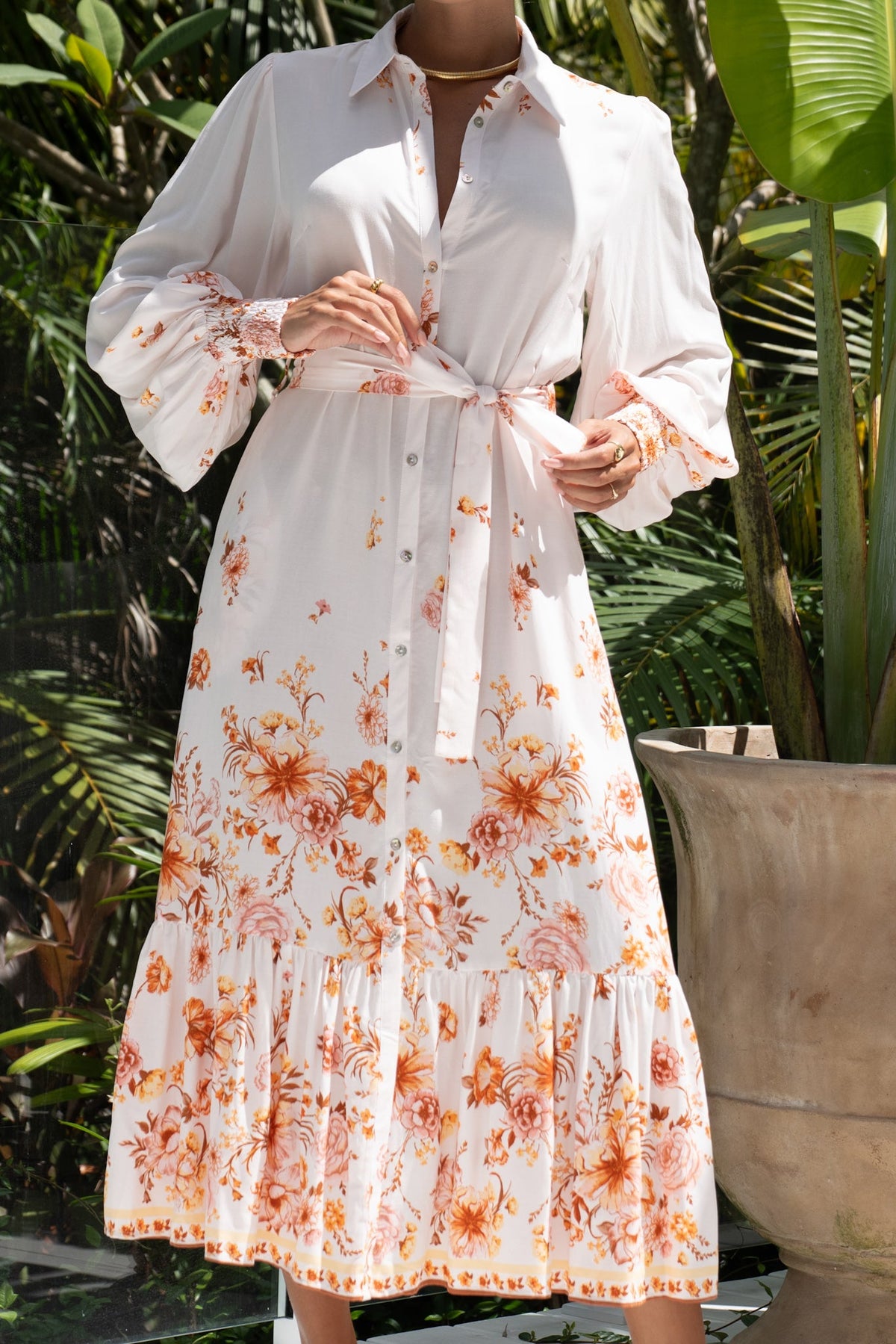Heychic Amelisse Pink Long Sleeve Midi Dress (Floral)