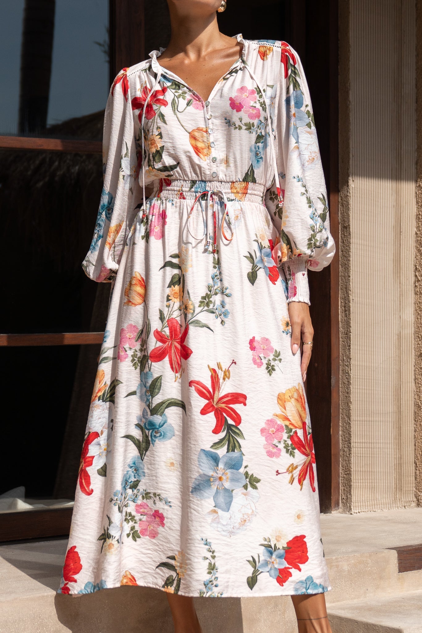 Heychic Joyce Multicolour Long Sleeve Button Maxi Dress (Floral)