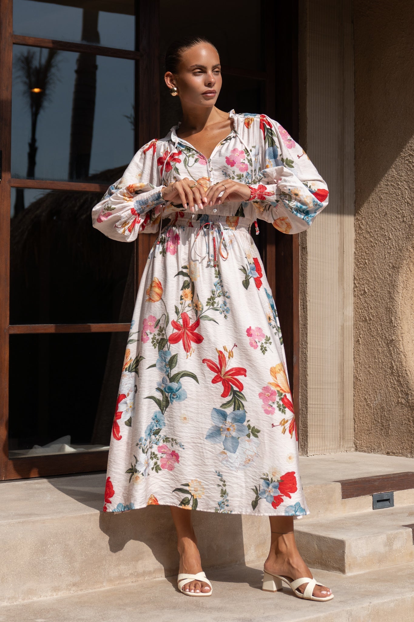 Heychic Joyce Multicolour Long Sleeve Button Maxi Dress (Floral)