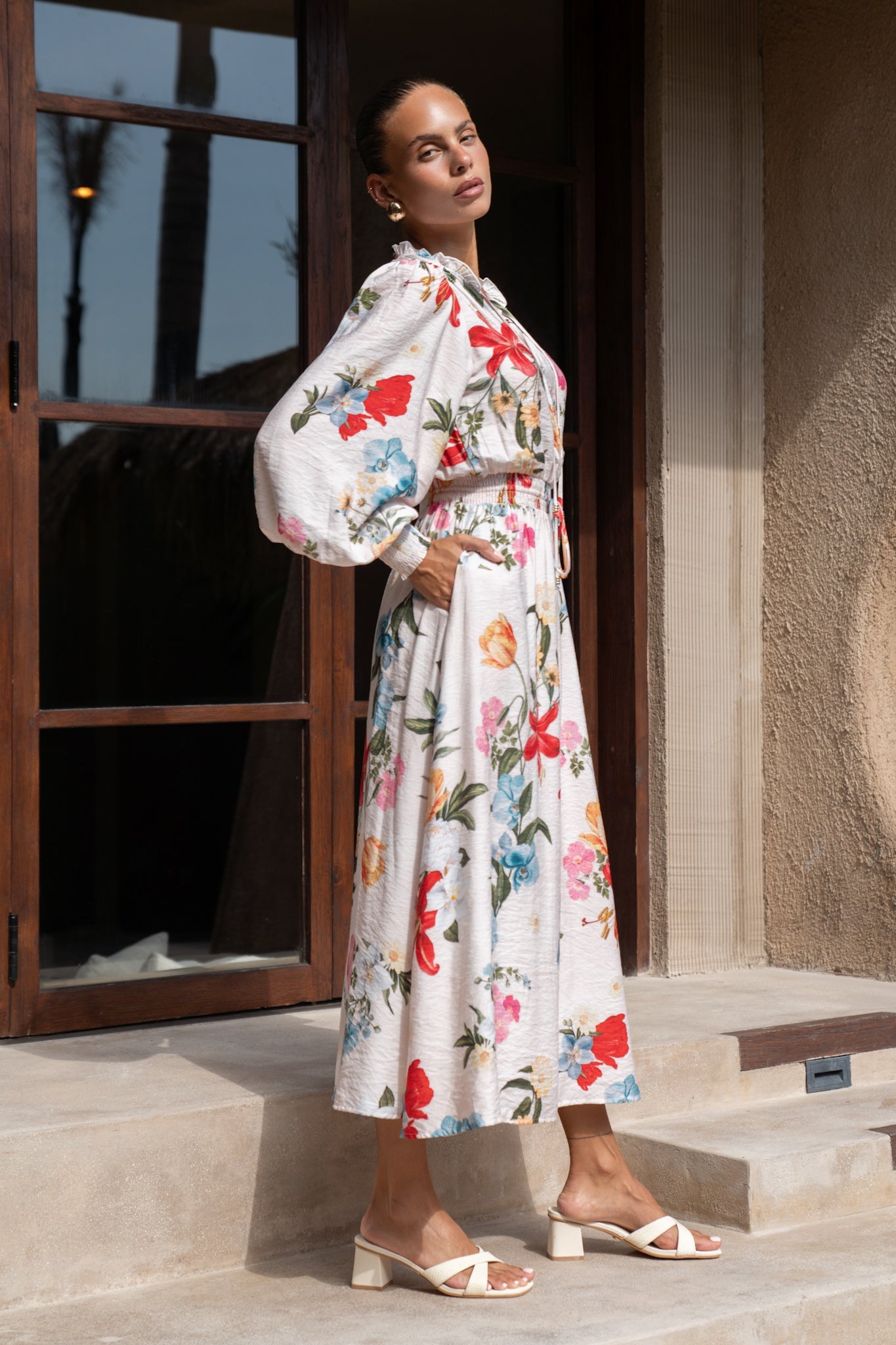 Heychic Joyce Multicolour Long Sleeve Button Maxi Dress (Floral)