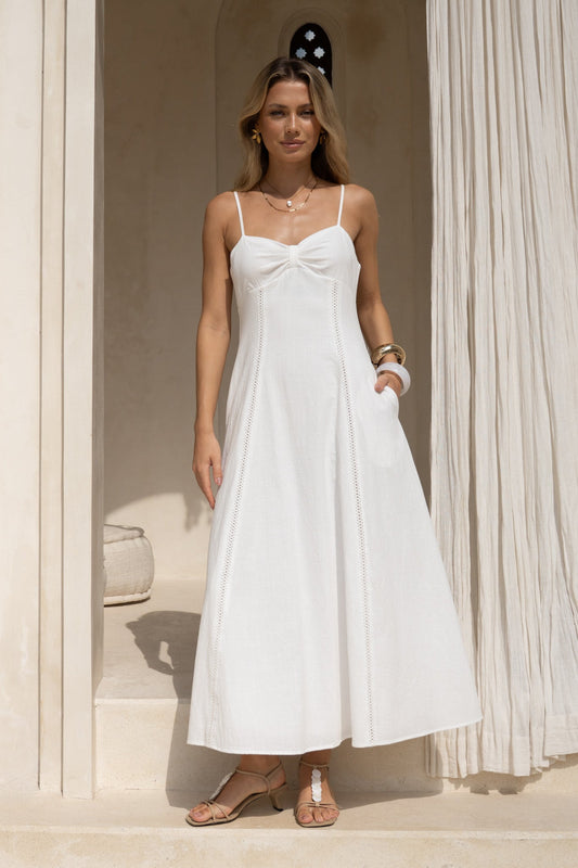 Image of Dresses. Productname: HEYCHIC Lumi White Sweetheart Maxi Dress in White colour by brand - HEYCHIC