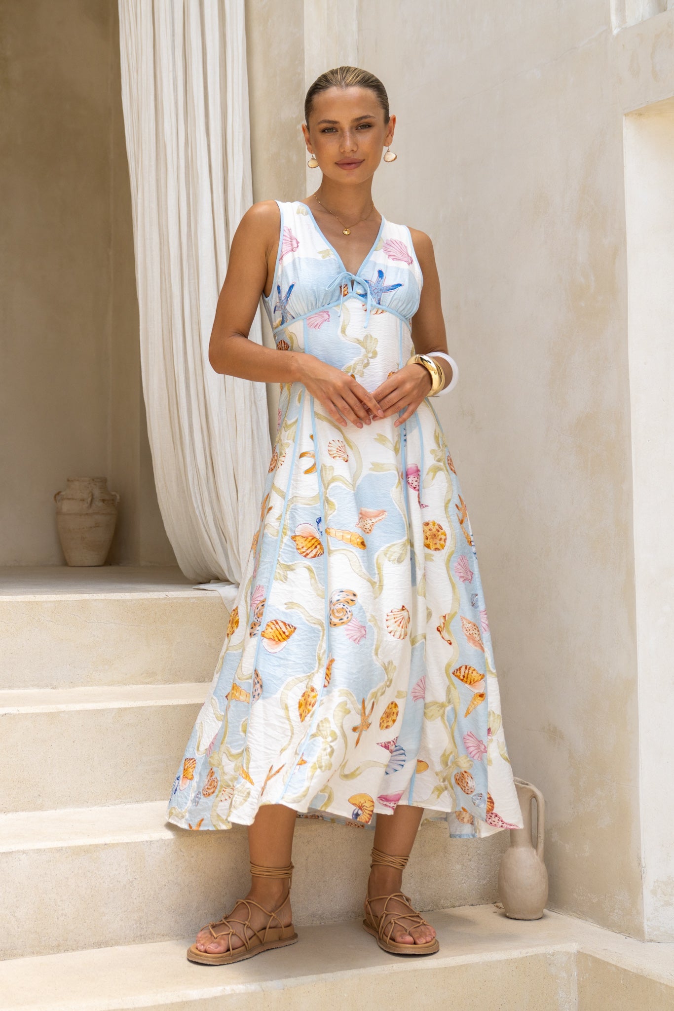 HEYCHIC Neri Shells Multicolour Abstract Contrast Maxi Dress (Multi)