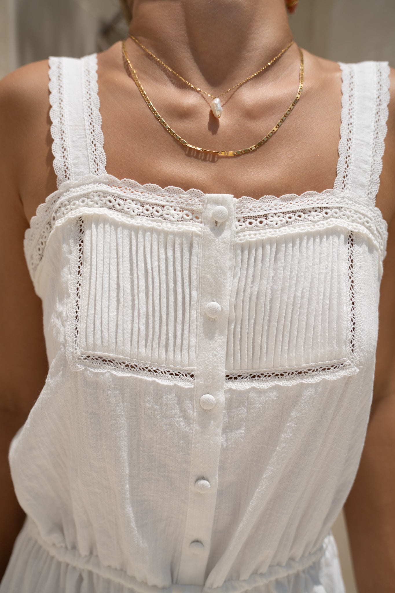 HEYCHIC Tovi Lace Trim Playsuit (White)