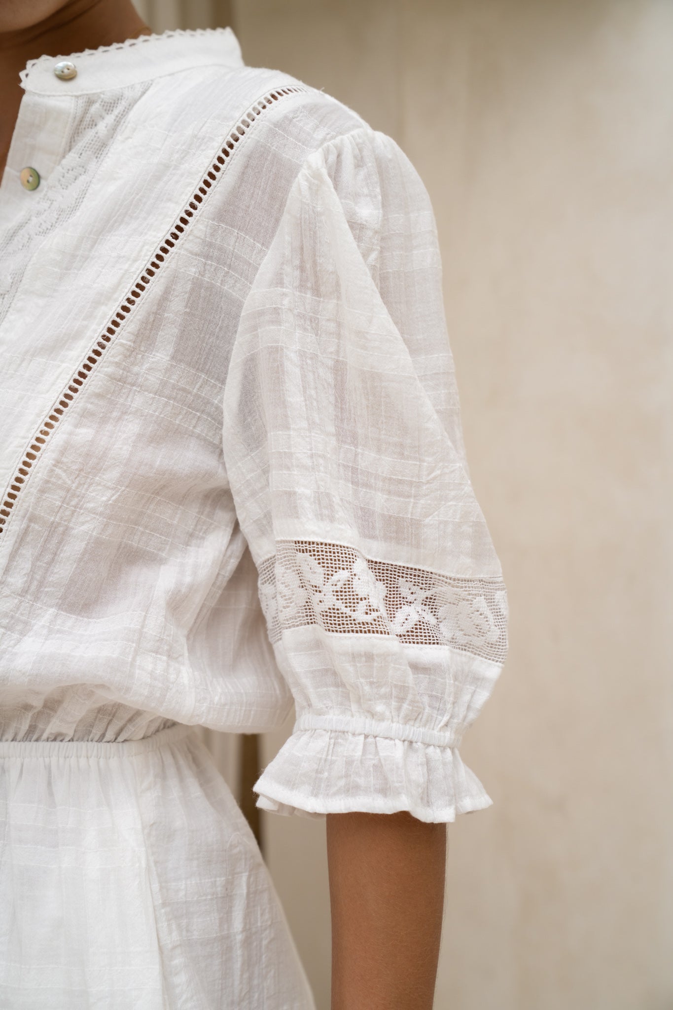 HEYCHIC Anais Off- Lace Detail Playsuit (White)