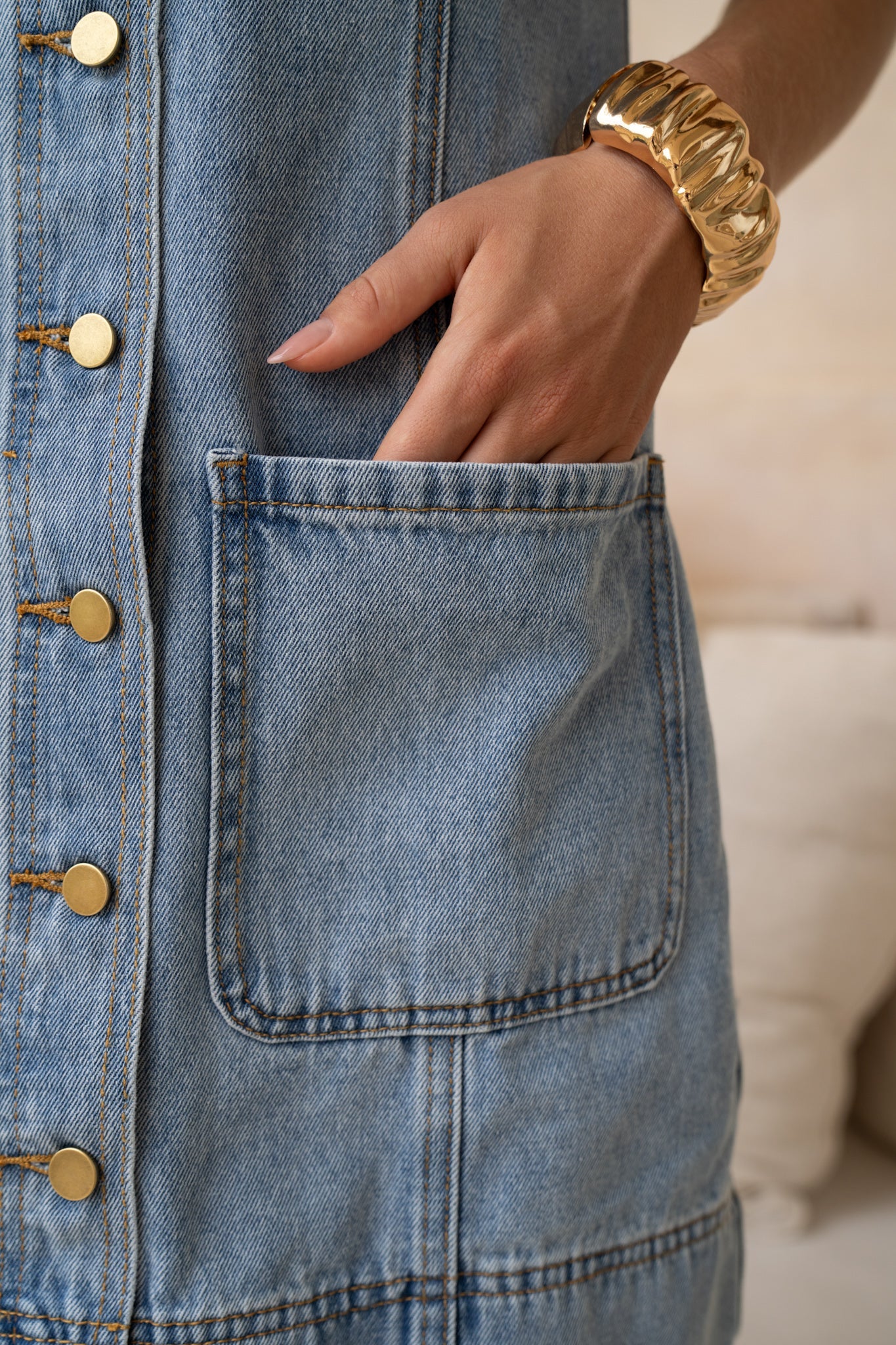 HEYCHIC Priscilla Denim Mini Dress (Blue)