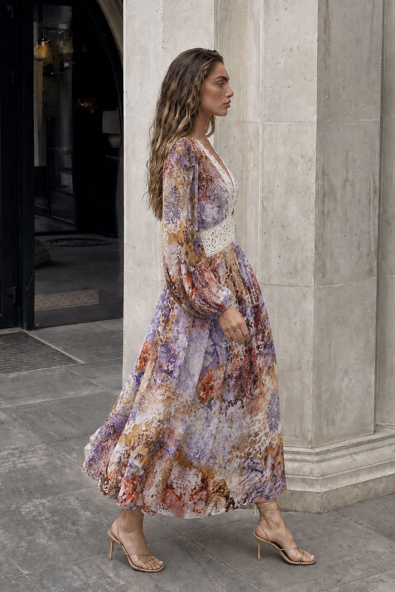 HEYCHIC Lia Purple Maxi Dress (Floral)