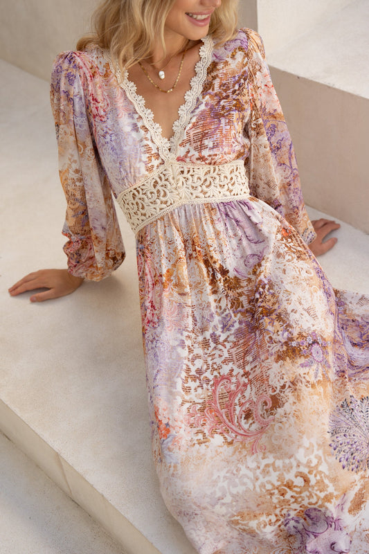 HEYCHIC Lia Purple Maxi Dress (Floral)