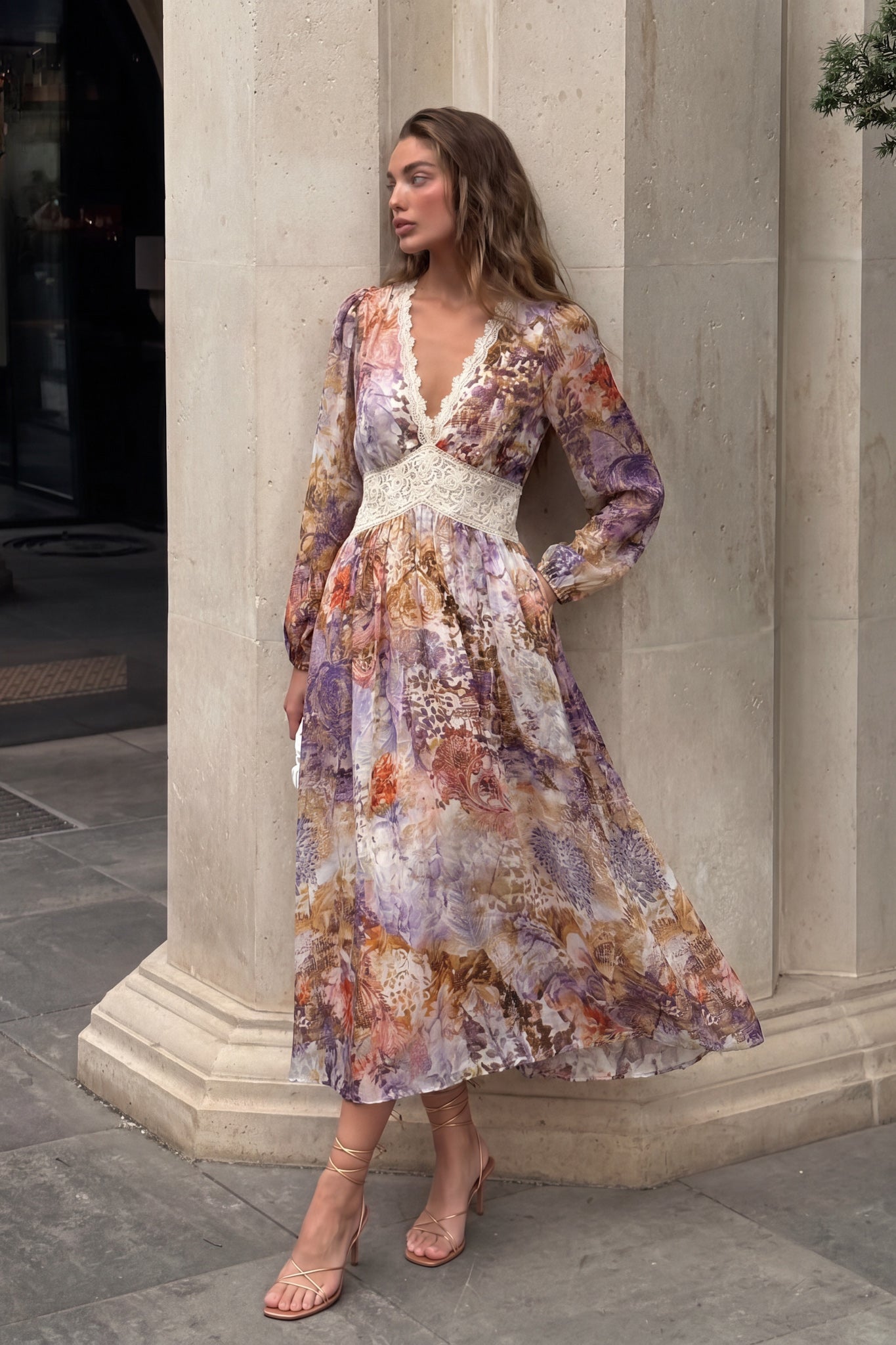 Image of Dresses. Product name - Lia Purple Floral Maxi Dress in Floral colour by brand - HEYCHIC