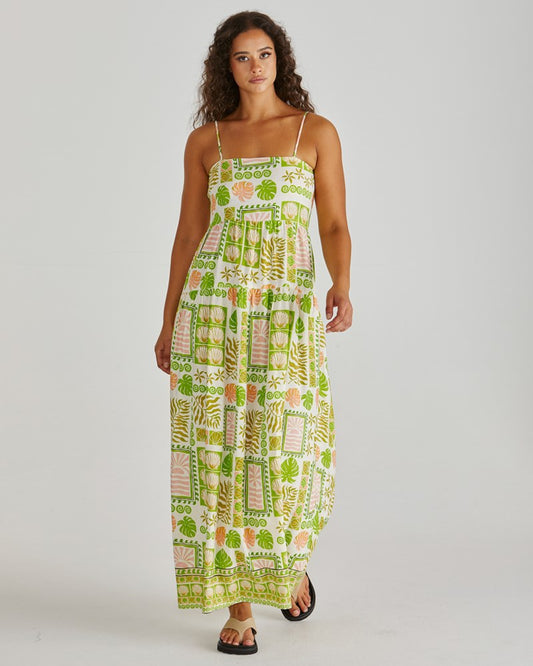Sass Clothing Emmett Maxi Dress (Green Shell Patchwork)