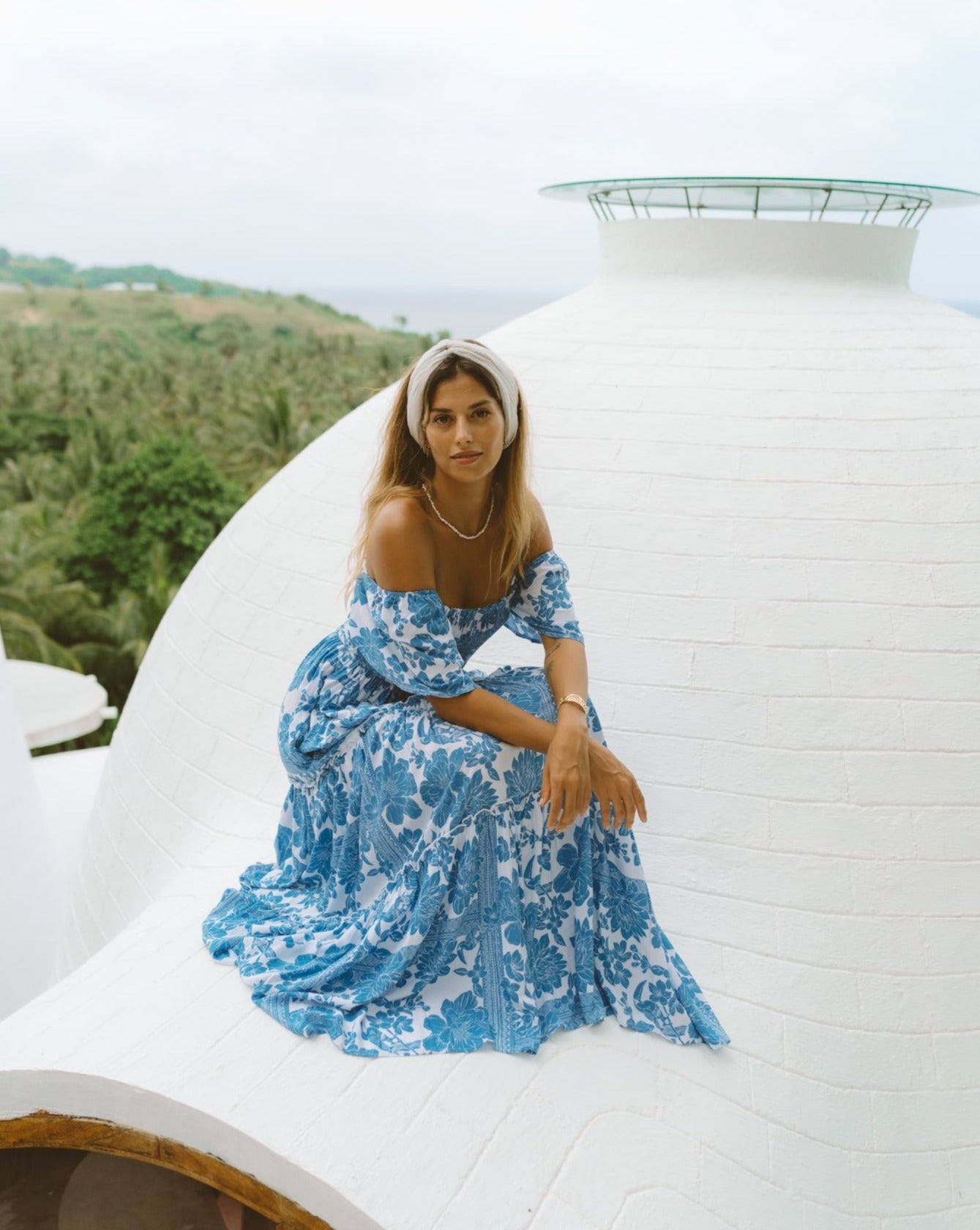 Heychic Tatiana Floral Boho Tiered Maxi Dress (Blue)
