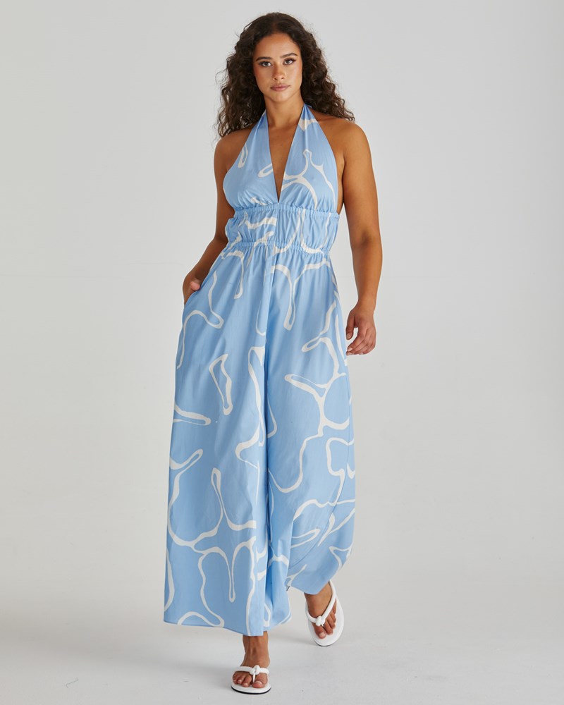 Sass Clothing Tilda Backless Plunge Dress (Abstract Daisy)