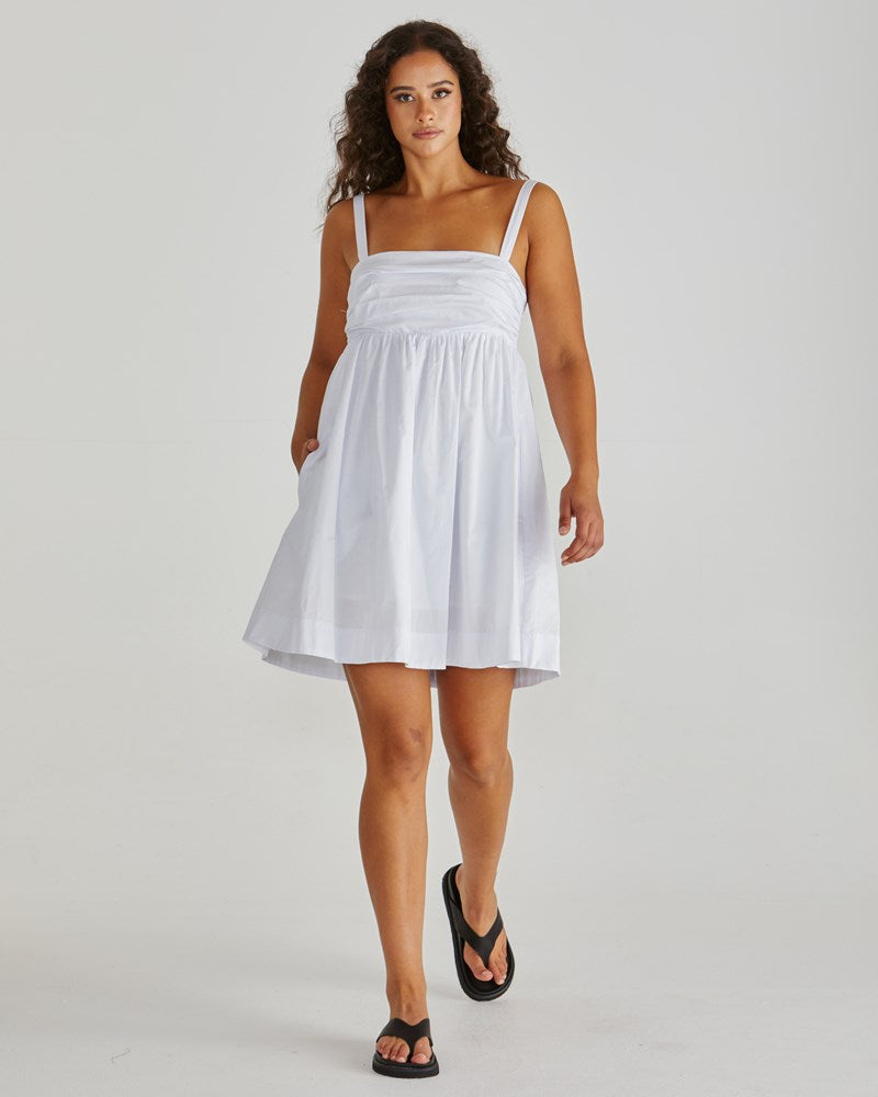 Sass Clothing Laurie Empire Line Mini Dress (White)