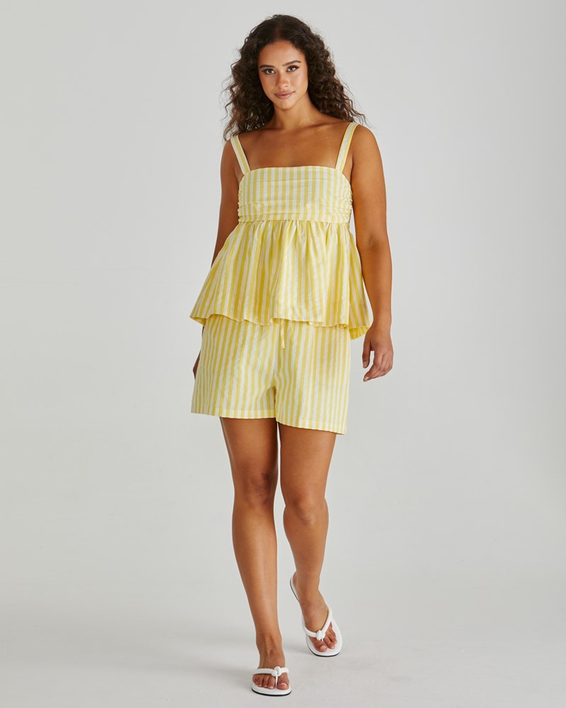 Sass Clothing Zane Empire Top (Yellow White Stripe)