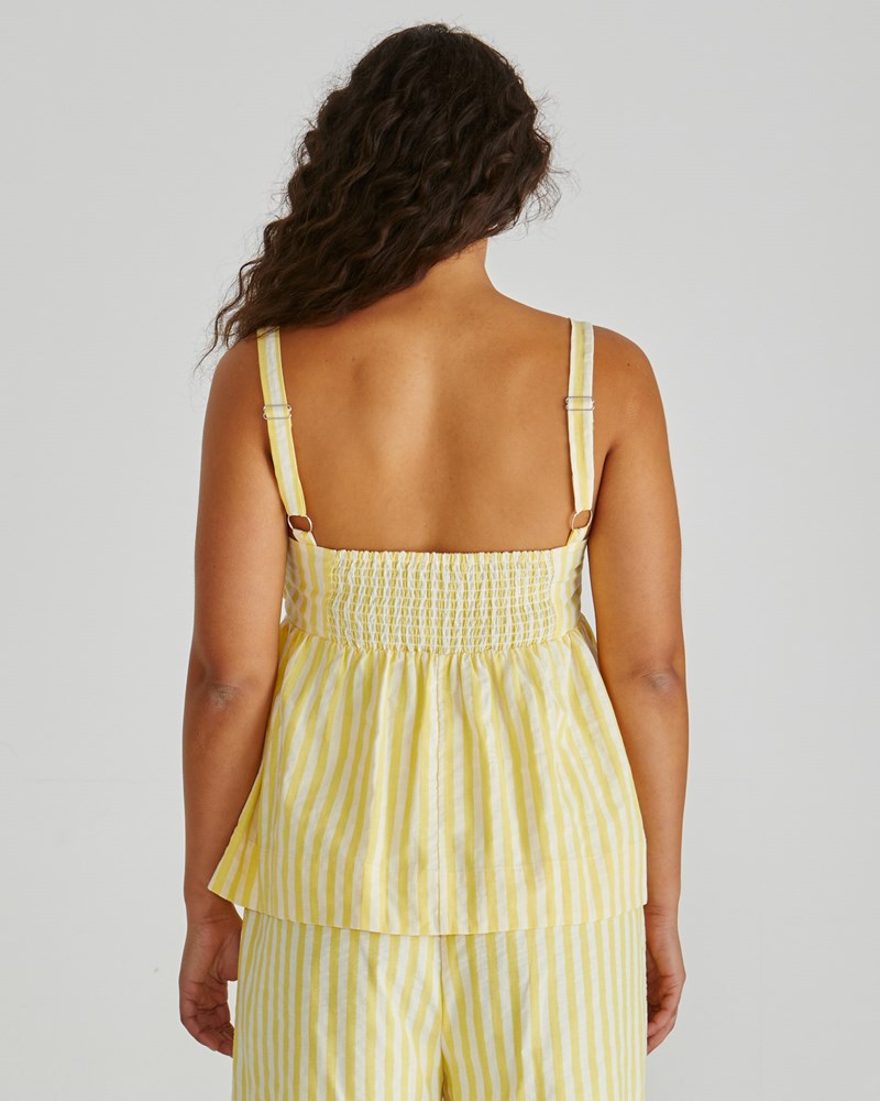 Sass Clothing Zane Empire Top (Yellow White Stripe)