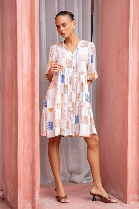 Image of Dresses. Productname: Heychic Tilly Abstract Button Down Mini Dress in Multicolour colour by brand - Heychic