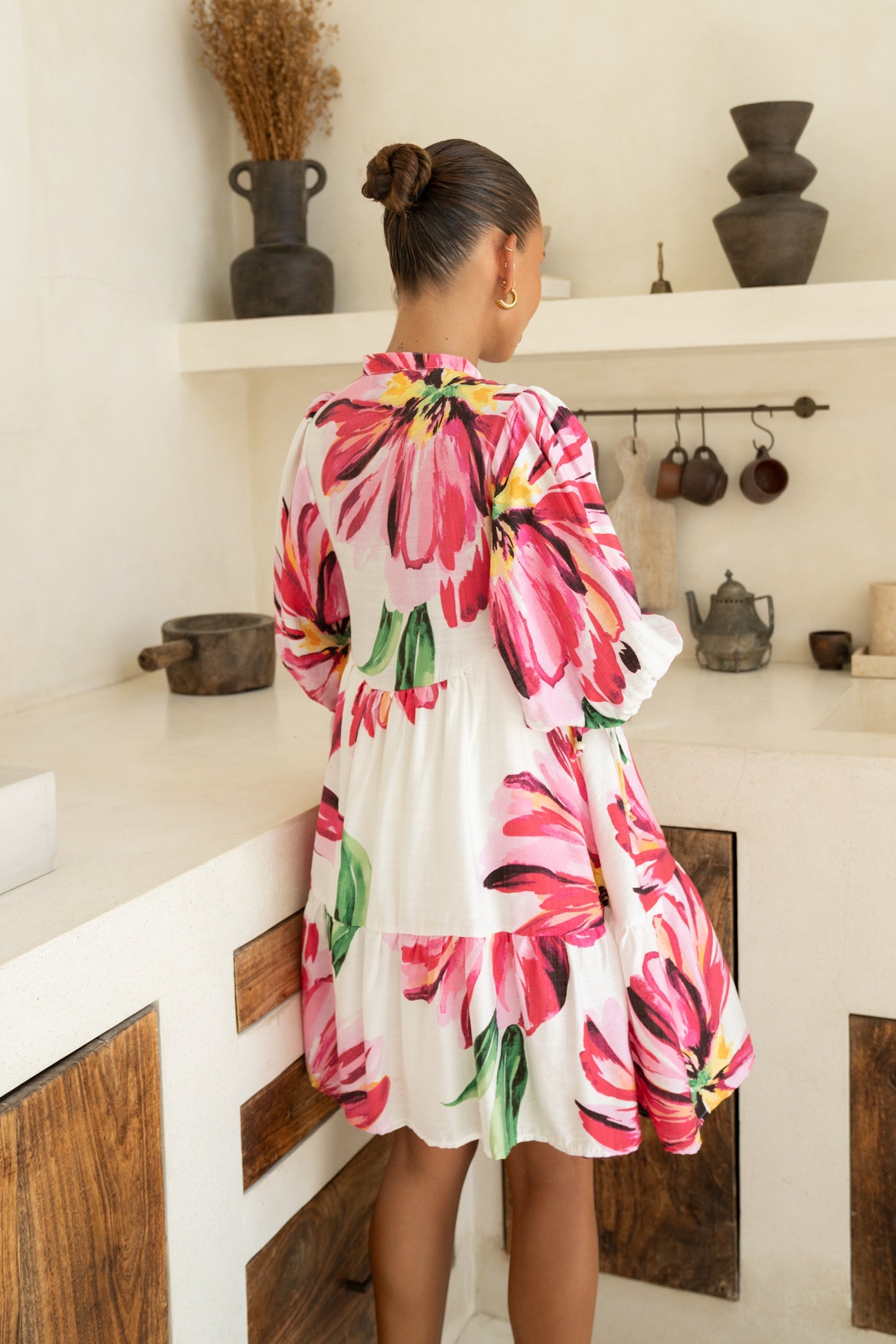 Heychic Gracie Pink Button Down Mini Dress (Floral)