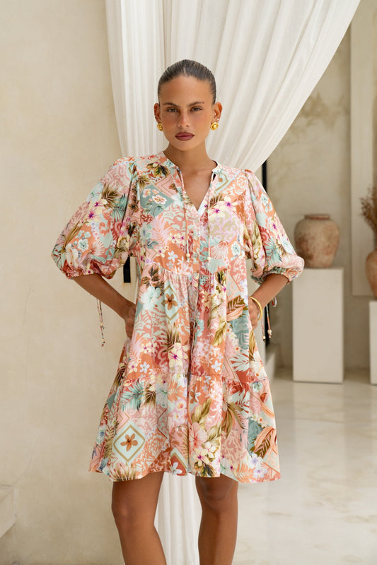 Heychic Jungle Tropical Button Down Mini Dress (Multicolour)