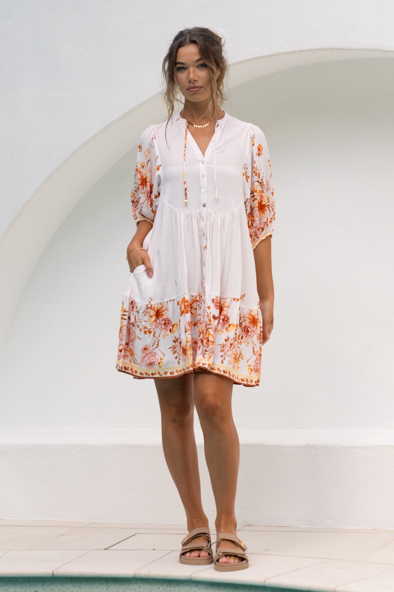 Heychic Amelisse Pink Button Down Mini Dress (Floral)