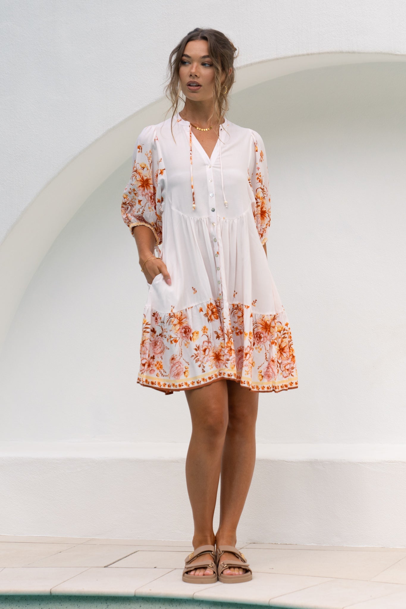 Heychic Amelisse Pink Button Down Mini Dress (Floral)