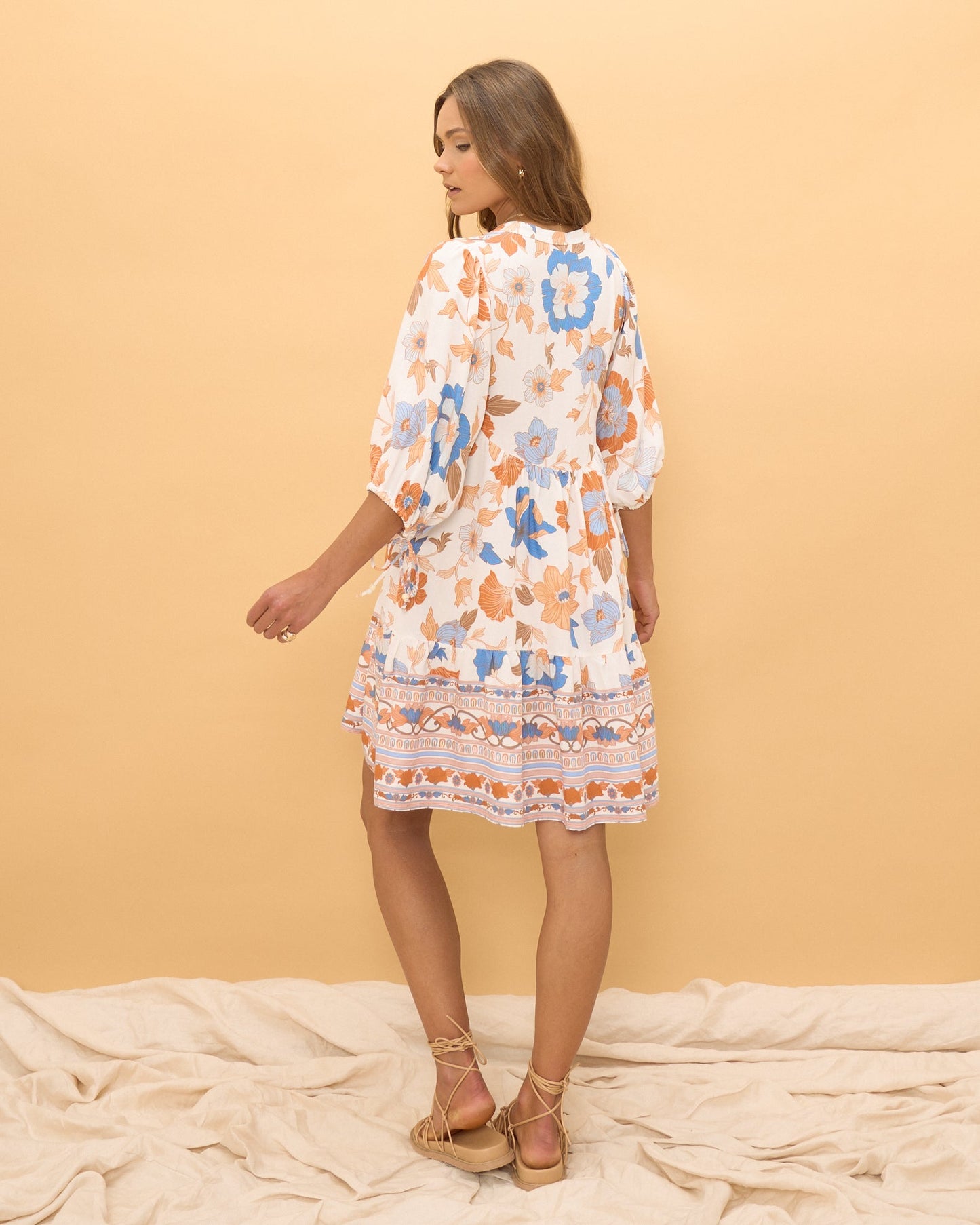 Heychic Sophia Orange Blue Mini Dress (Floral)