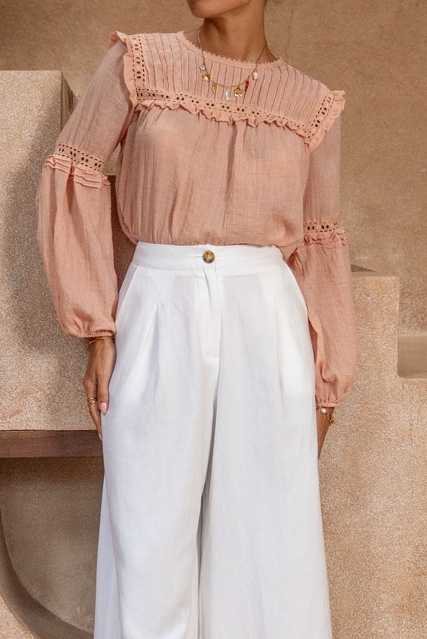 Heychic Haidyn Lace and Frill Top (Pink)